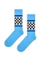 modrá Ponožky Happy Socks Checked Stripe Sneaker Sock Unisex