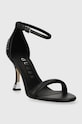Guess sandały skórzane KABECKA FLPKAB.LEA03.BLACK czarny SS24