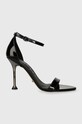 Guess sandale de piele NANY subțire negru FLPNAN.PAT03.BLACK