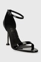Guess sandale de piele NANY FLPNAN.PAT03.BLACK negru SS24