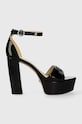 Kožené sandály Guess SETON více než 8 cm černá FLPSET.PAT03.BLACK