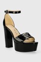 Kožené sandály Guess SETON FLPSET.PAT03.BLACK černá SS24