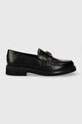 Guess mokasyny skórzane SHATHA płaski czarny FLPSHA.LEA14.BLACK