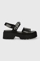 HUGO sandale de piele KrisSandal platformă negru 50513534.001