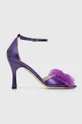 фіолетовий Шкіряні сандалі Custommade Ashley Metallic Tulle Жіночий