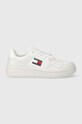 Δερμάτινα αθλητικά παπούτσια Tommy Jeans TJW RETRO BASKET ESS φλατ λευκό EN0EN02505