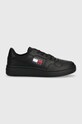 Шкіряні кросівки Tommy Jeans TJW RETRO BASKET ESS пласка чорний EN0EN02505