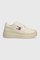 Tenisice Tommy Jeans TJW RETRO BASKET FLATFORM ESS tekstil bež EN0EN02506