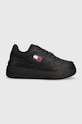 Tommy Jeans sneakersy TJW RETRO BASKET FLATFORM ESS tekstylny czarny EN0EN02506