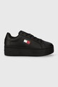 Tommy Jeans sneakersy skórzane TJW FLATFORM ESS platforma czarny EN0EN02518