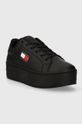 Tommy Jeans sneakersy skórzane TJW FLATFORM ESS EN0EN02518 czarny SS25