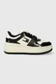 czarny Tommy Jeans sneakersy TJW RETRO BASKET FLATFORM PATENT Damski