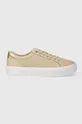 beżowy Tommy Hilfiger sneakersy ESSENTIAL VULC LEATHER SNEAKER Damski