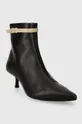 Tommy Hilfiger bőr csizma LEATHER POINTED BOOT fekete