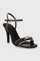 Tommy Hilfiger sandały skórzane TH HARDWARE HEELED SANDAL FW0FW07796 czarny SS24