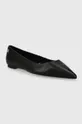 Tommy Hilfiger bőr balerina cipő ESSENTIAL POINTED BALLERINA fekete