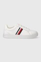 Δερμάτινα αθλητικά παπούτσια Tommy Hilfiger ESSENTIAL COURT SNEAKER STRIPES φλατ λευκό FW0FW07779