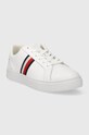 Δερμάτινα αθλητικά παπούτσια Tommy Hilfiger ESSENTIAL COURT SNEAKER STRIPES FW0FW07779 λευκό SS24