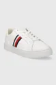 Tommy Hilfiger sneakersy skórzane ESSENTIAL COURT SNEAKER STRIPES biały