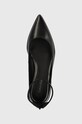 Calvin Klein balerini de piele WRAPPED ANKLE STRAP BALLERINA negru HW0HW01840