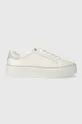 Calvin Klein sneakersy skórzane FLATFORM C LACE UP - MONO MIX Planet friendly biały HW0HW01870
