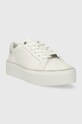 Calvin Klein bőr sportcipő FLATFORM C LACE UP - MONO MIX HW0HW01870 fehér SS24