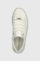 Calvin Klein sneakersy skórzane FLATFORM C LACE UP - MONO MIX biały HW0HW01870