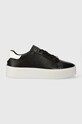 Calvin Klein sneakersy skórzane FLATFORM C LACE UP - MONO MIX Planet friendly czarny HW0HW01870