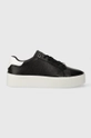 fekete Calvin Klein bőr sportcipő FLATFORM C LACE UP - MONO MIX Női