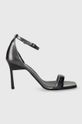 Кожаные сандалии Calvin Klein GEO STIL SQUARE SANDAL 90-PEARL шпилька серый HW0HW01993