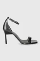 siva Kožne sandale Calvin Klein GEO STIL SQUARE SANDAL 90-PEARL Ženski