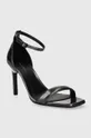 Calvin Klein sandały skórzane GEO STIL SQUARE SANDAL 90-PEARL szary