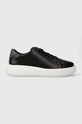 Calvin Klein sneakersy skórzane RAISED CUPSOLE LACE UP LUMINOUS Planet friendly czarny HW0HW01997