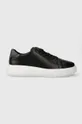 nero Calvin Klein sneakers in pelle RAISED CUPSOLE LACE UP LUMINOUS Donna