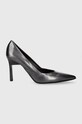 Kožené lodičky Calvin Klein GEO STILETTO PUMP 90 - PEARL přírodní kůže šedá HW0HW01998