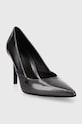 Calvin Klein szpilki skórzane GEO STILETTO PUMP 90 - PEARL HW0HW01998 szary SS24