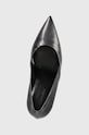 Calvin Klein szpilki skórzane GEO STILETTO PUMP 90 - PEARL szary HW0HW01998