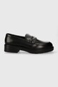 Kožne mokasinke Calvin Klein RUBBER SOLE LOAFER W/HW Planet friendly crna HW0HW02006