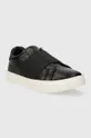 Δερμάτινα αθλητικά παπούτσια Calvin Klein CLEAN CUPSOLE SLIP ON μαύρο
