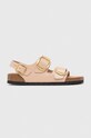 Birkenstock sandały skórzane Milano BB płaski beżowy 1026484