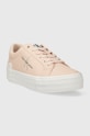 Calvin Klein Jeans sneakersy BOLD VULC FLATF LOW LACE LTH ML YW0YW01294 różowy SS24