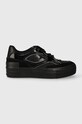 Calvin Klein Jeans sportcipő BOLD VULC FLATF LACE MIX MG LUM velúr bőr fekete YW0YW01295