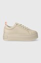 Calvin Klein Jeans bőr sportcipő BOLD FLATF LOW LACEUP LTH IN LUM nappa bőr bézs YW0YW01309