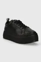 Δερμάτινα αθλητικά παπούτσια Calvin Klein Jeans BOLD FLATF LOW LACEUP LTH IN LUM μαύρο