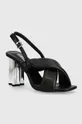 crna Kožne sandale Karl Lagerfeld KL TOWER Ženski