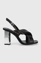 Karl Lagerfeld sandale de piele KL TOWER KL33915.000 negru SS24