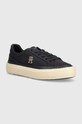 Tommy Hilfiger scarpe da ginnastica VULC finta pelle fiore blu navy FW0FW07673