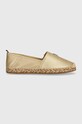 Tommy Hilfiger espadryle skórzane TH GOLD FLAT ESPADRILLE płaski złoty FW0FW07694