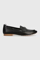 Kožne mokasinke Tommy Hilfiger TH LEATHER MOCCASIN ravna crna FW0FW07715