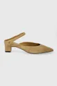 beige Tommy Hilfiger tacchi in pelle scamosciata TH POINTY MID HEEL LEATHER MULE Donna
